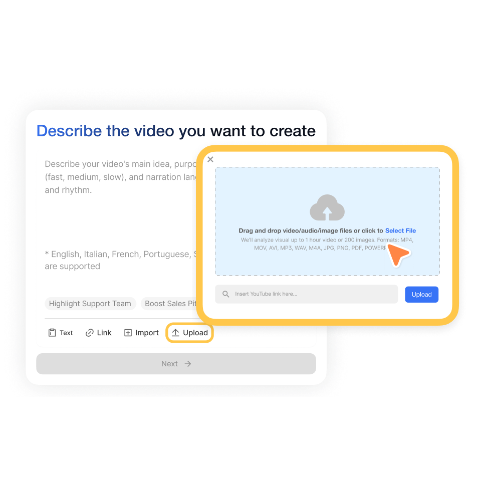 Upload lecture recording into the summarized lecture video creator for AI processing